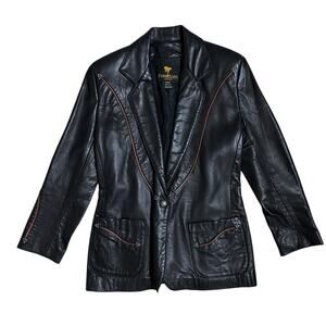 Freedom Black Leather Blazer Jacket Western Rodeo Womens Small